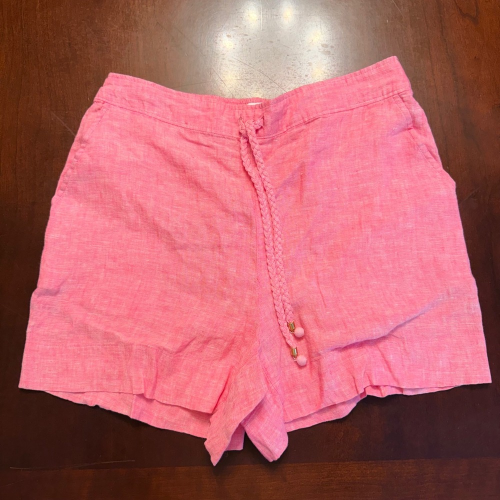 NEW Cynthia Rowley Women's M Pink 100% Linen Drawstring Shorts Relaxed Fit